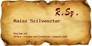 Raisz Szilveszter névjegykártya